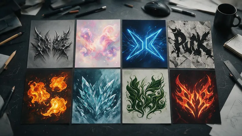 moodboard of band logo ideas across different music genres and styles