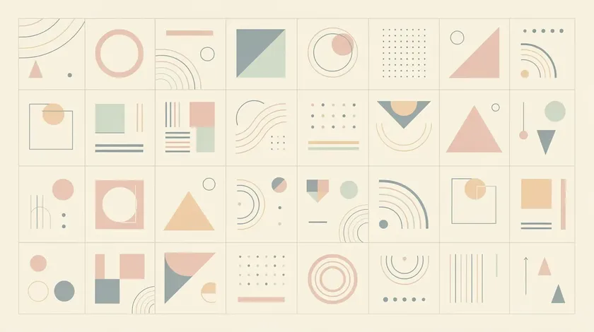 grid of abstract geometric shape patterns for cross-industry logo inspiration
