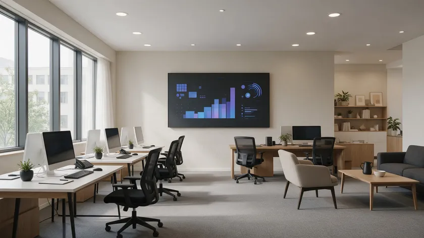 Modern newsroom office representing corporate use cases for serif logos.