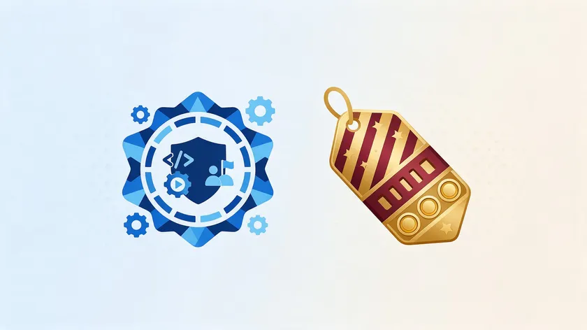 Two contrasting icons representing open-source versus premium font licensing options