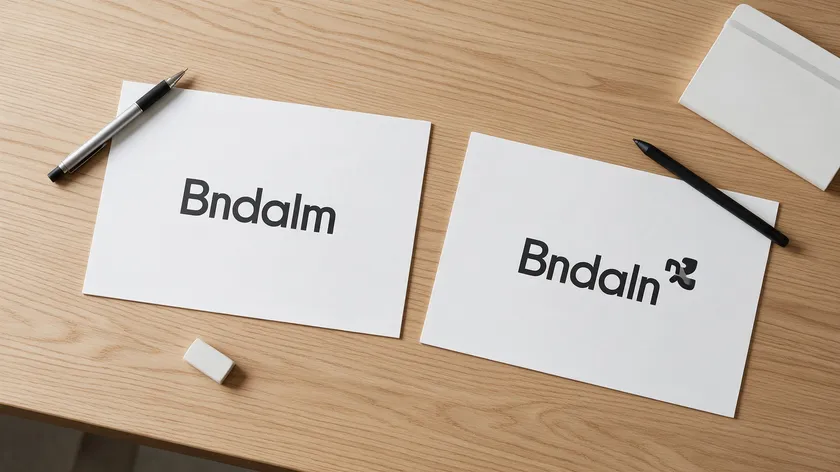 Side-by-side comparison of a pure lettering logo concept versus one paired with an icon