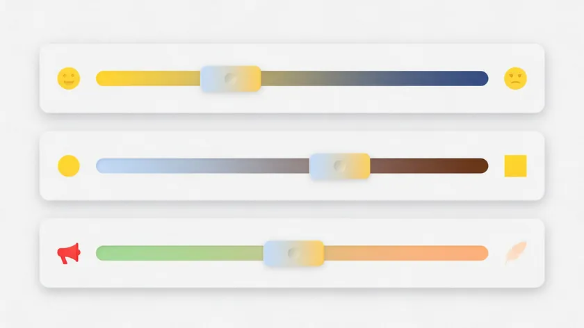 Three spectrum sliders representing brand personality traits used to guide font pairing choices, from playful to serious and modern to classic
