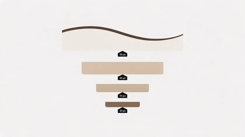 Four stacked text bars of decreasing size and weight labeled with pixel sizes, representing a type scale hierarchy for font pairing
