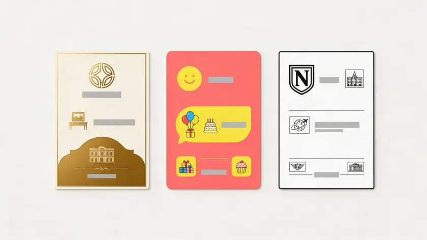 Three logo cards in luxury, playful, and editorial styles showing how photography logo ideas change with layout and color.